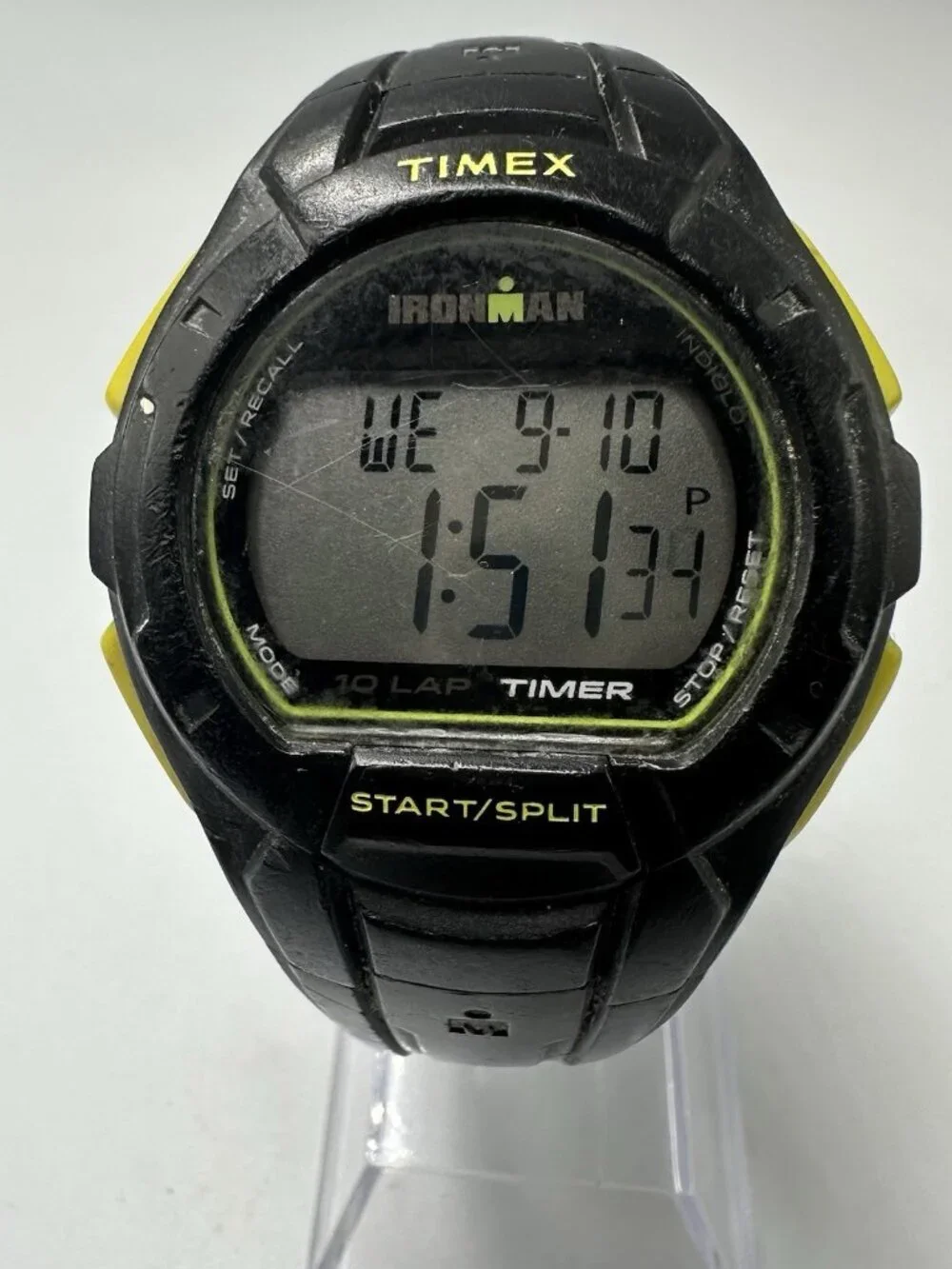Timex Ironman Digital Watch Men Black 42MM Round Dial Indiglo New Battery 10
